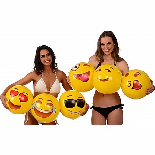 Emoji Beach Balls - 18" - 6 pack