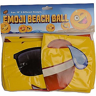 Emoji Beach Balls - 18" - 6 pack