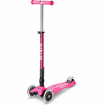 Micro Deluxe Kickboard Maxi Foldable LED, Shocking Pink