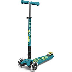 Micro Maxi Deluxe Scooter - Foldable LED Petrol Green