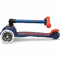 Micro Mini Foldable LED Scooter (Navy Blue/Orange)