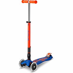 Micro Deluxe Kickboard Maxi Foldable LED, Neon Blaze Orange