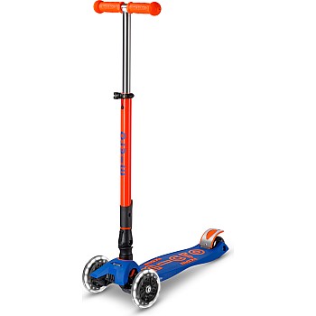 Micro Deluxe Kickboard Maxi Foldable LED, Neon Blaze Orange