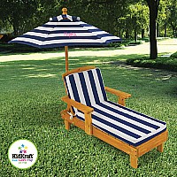 Double Outdoor Chaise w/ Canopy & Navy Stripe fabric