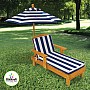 Double Outdoor Chaise w/ Canopy & Navy Stripe fabric