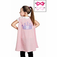 Pink Crown Cape & Mask Set - One Size
