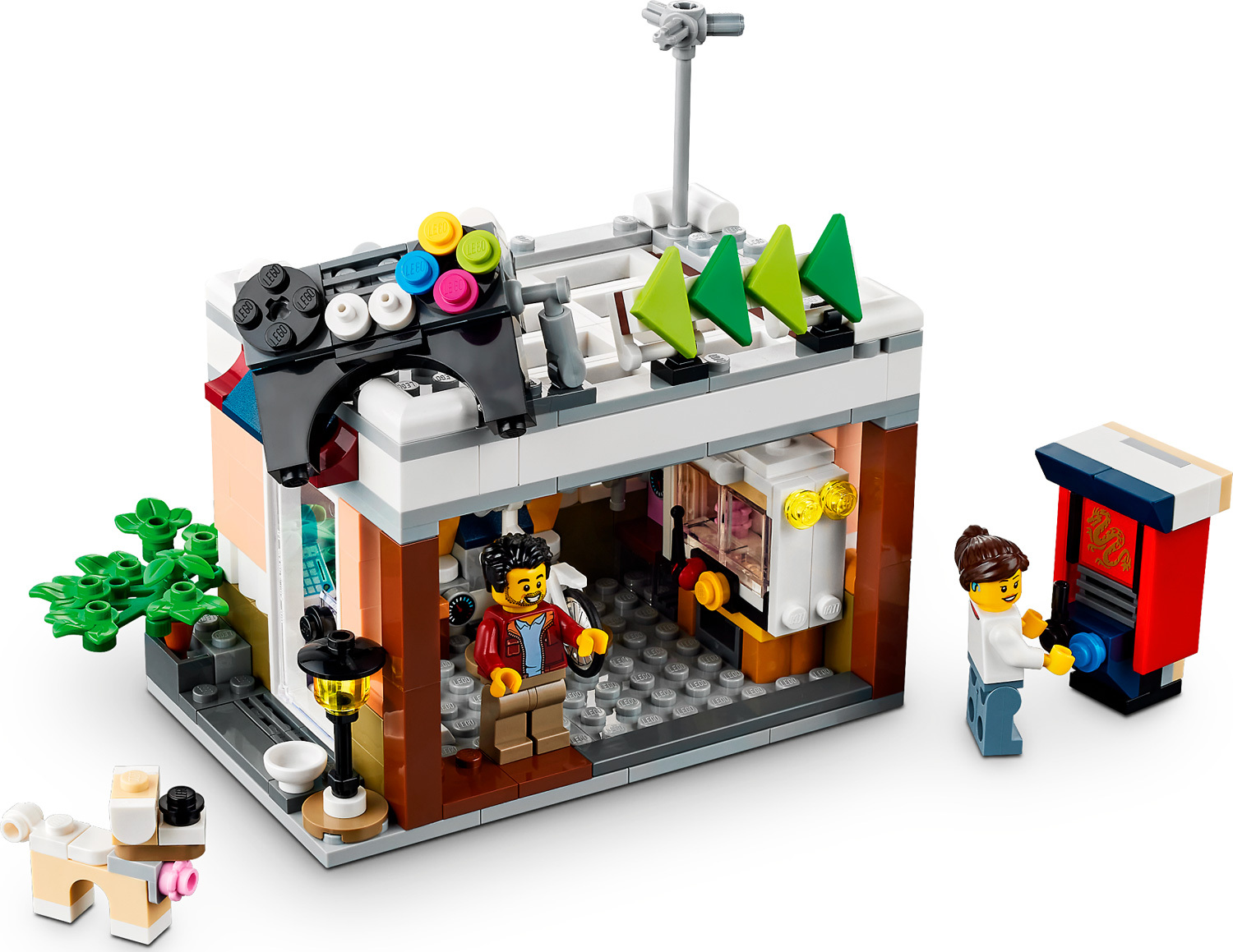 LEGO Creator 3 in 1 Downtown Noodle Shop House, Transforms from Noodle Shop  to Bike Shop to Arcade, Modular Building Set, Toy Gift for Kids 8 Years