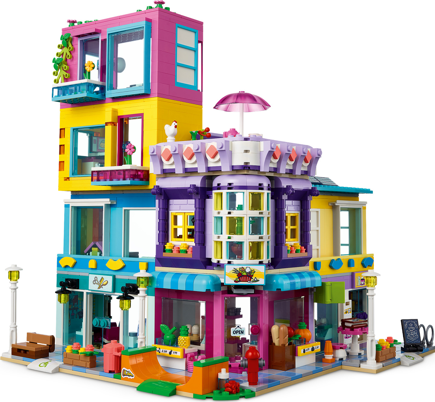 LEGO 41704 Friends Edificio della Strada Principale, Set Costruzioni  Modulari con Café di Heartlake City, Parrucchiere e Casa delle Mini  Bambole
