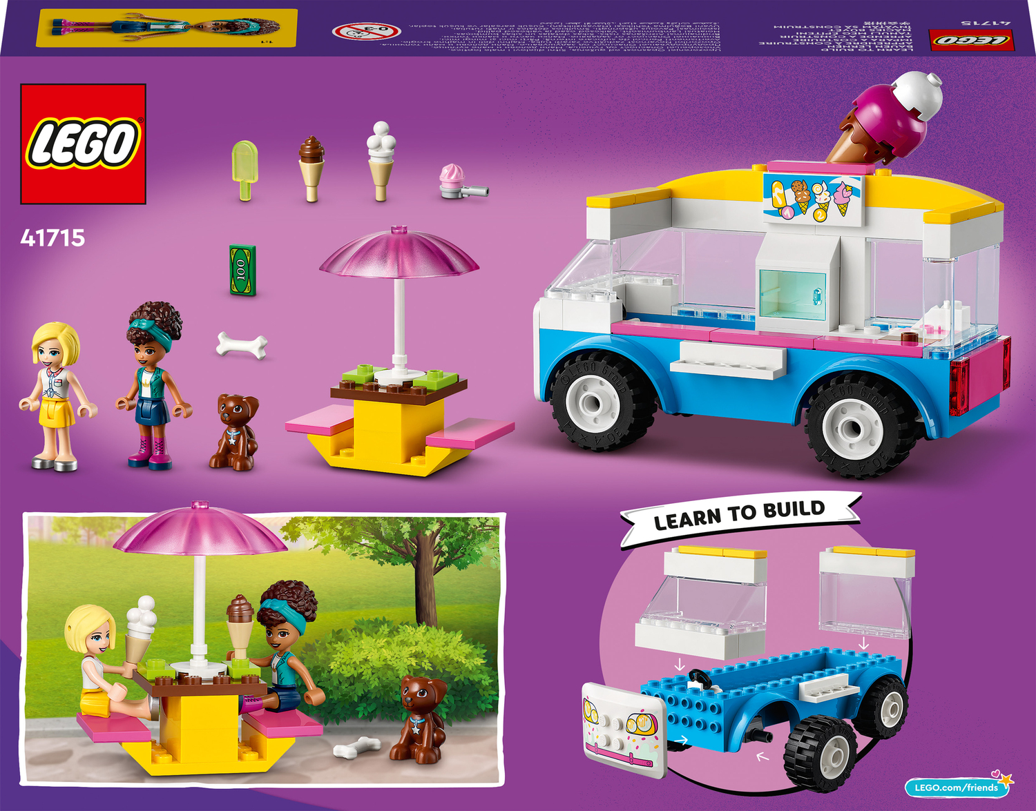 LEGO Friends 41715 Il Furgone dei Gelati, Set con Gelato e Cane Giocattolo,  con Mini Bamboline, Giochi per Bambini dai 4 Anni - LEGO - Friends -  Mestieri - Giocattoli