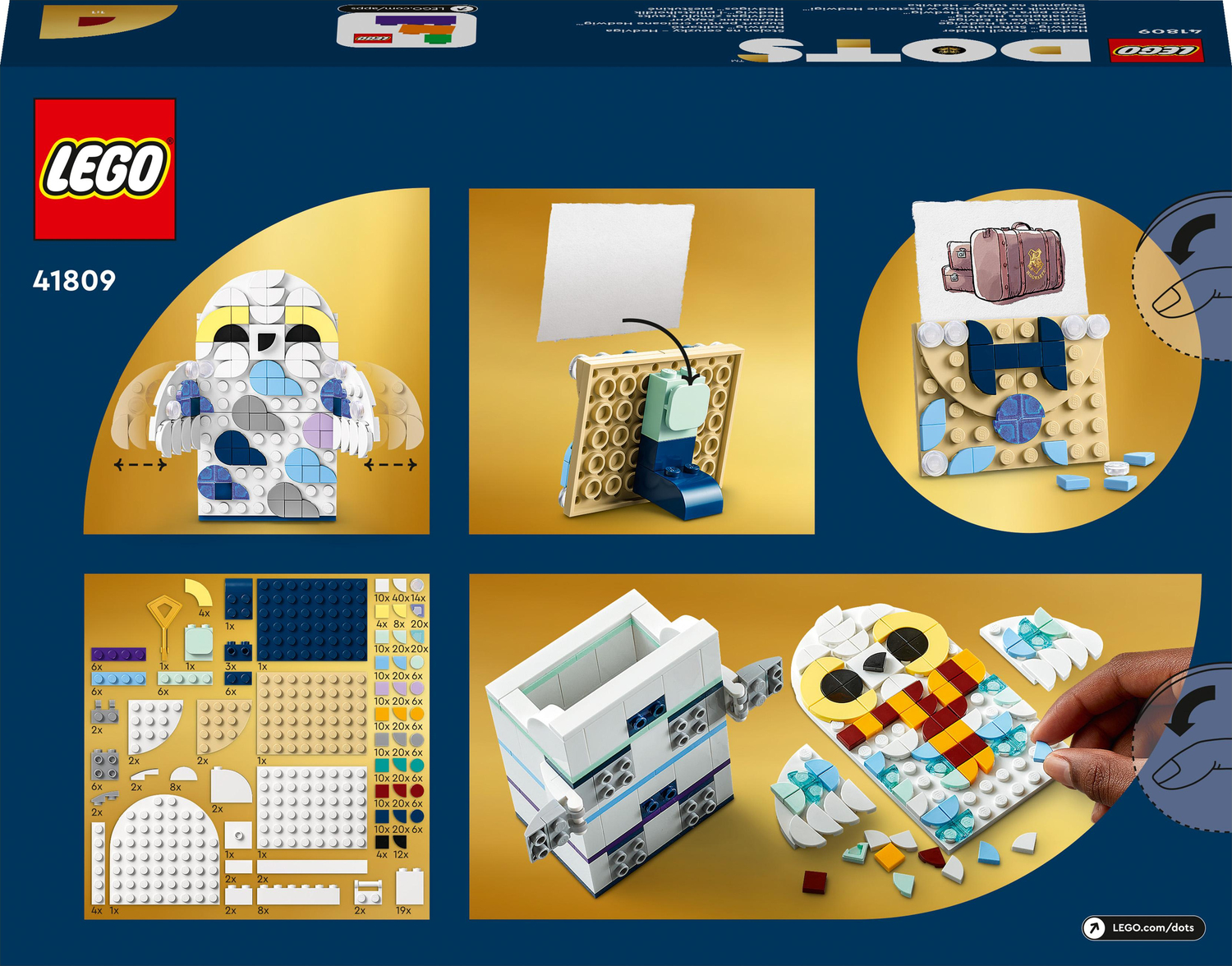 LEGO DOTS Hedwig Pencil Holder 41809, Harry Potter Owl Desk Accessories,  Pencil Pot and Noteholder, Toy Crafts Set for Kids 