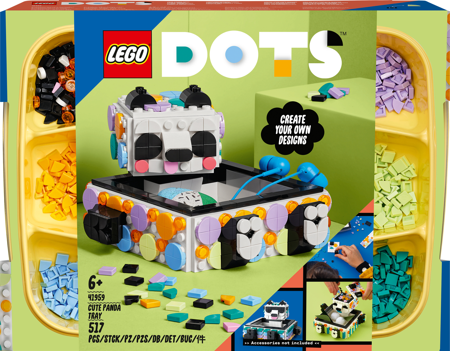  LEGO DOTS Cute Panda Tray 41959 Toy Crafts Set, DIY Jewelry  Box, Desk Tidy or Storage Trays, Personalisable Animal Gift Idea for Kids  Age 6 Plus : Toys & Games