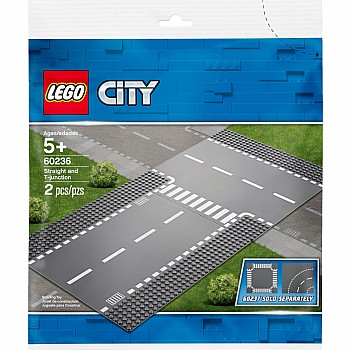  Lego City 60236 Straight and T-Junction Street Baseplate