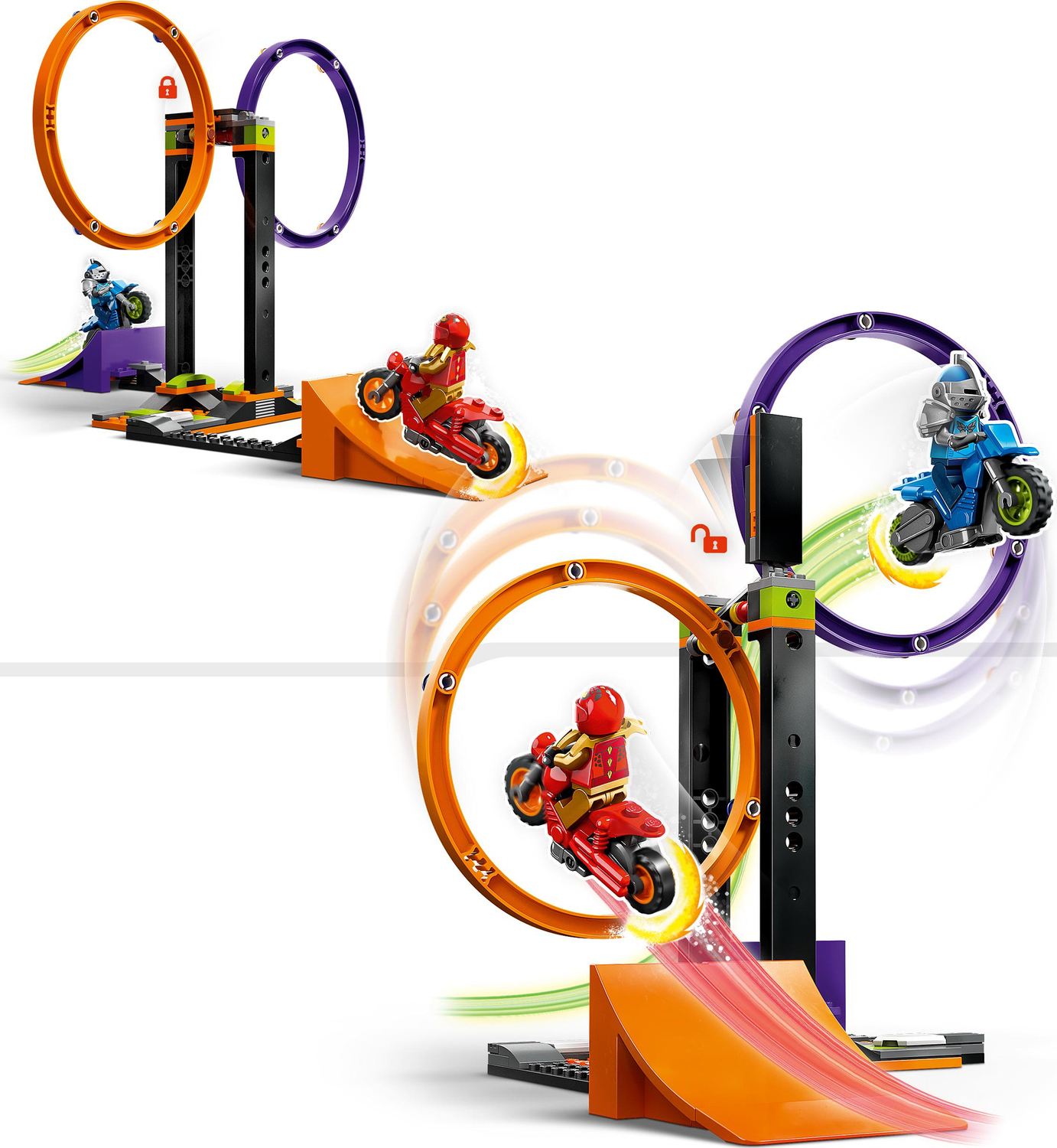 LEGO City Stuntz Spinning Stunt Challenge 60360 - 1 or 2 Player Tournaments  with Flywheel-Powered Motorcycle Toys, Features 2 Minifigures and Ramps,  Fun Gift Set Idea for Boys, Girls, or Kids Ages 6+ 