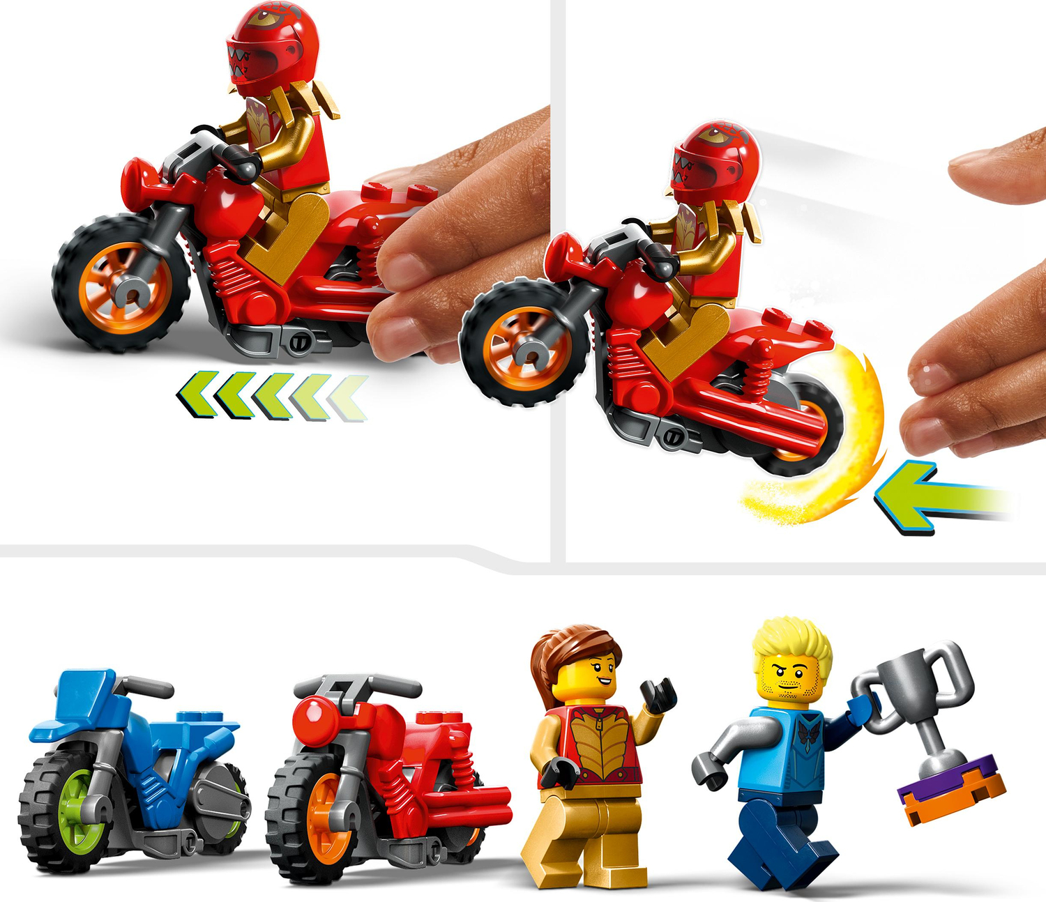 LEGO City Stuntz Spinning Stunt Challenge 60360 - 1 or 2 Player Tournaments  with Flywheel-Powered Motorcycle Toys, Features 2 Minifigures and Ramps,  Fun Gift Set Idea for Boys, Girls, or Kids Ages 6+ 