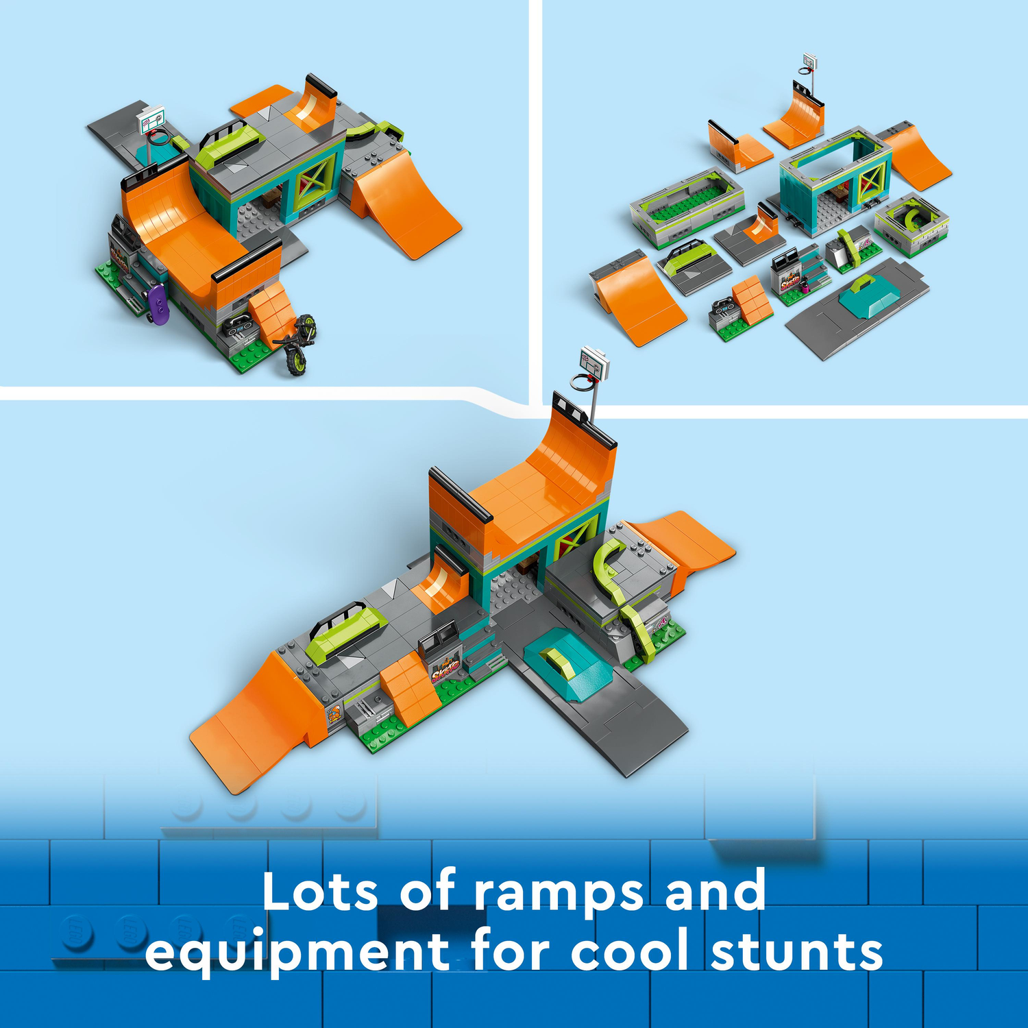 LEGO My City Street Skate Park 60364 Building Toy Set, Includes a