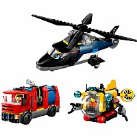 LEGO City Great Vehicles: Helicopter, Fire Truck & Submarine Remix