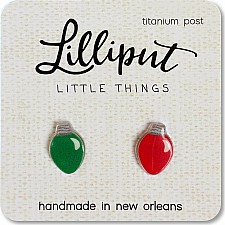 Christmas Light Bulb Earrings - Mixed Red & Green