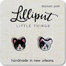 Cute Kitty Cat Earrings - tuxedo