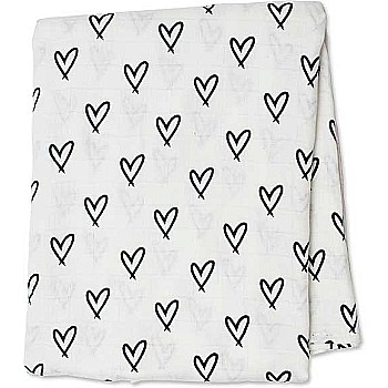 Lulujo Bamboo Swaddle, Messy Hearts