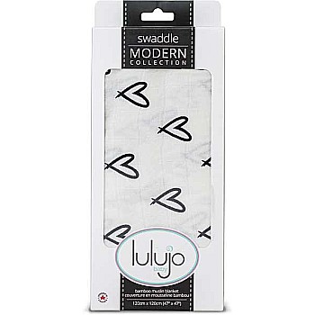 Lulujo Bamboo Swaddle, Messy Hearts