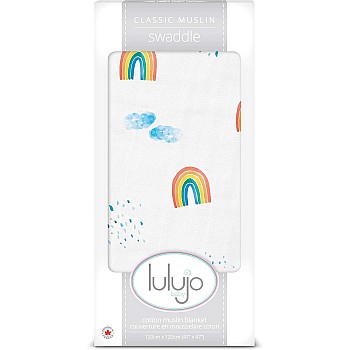 Lulujo Cotton Muslin Swaddle, Rainbow Sky