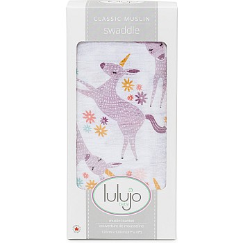 Lulujo Classic Muslin Swaddle, Modern Unicorn