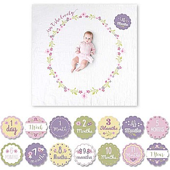 Lulujo "Isn't She Lovely" Baby's First Year Blanket & Cards Set