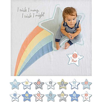 Lulujo ﾓI Wish I May" Baby's First Year Blanket & Cards Set