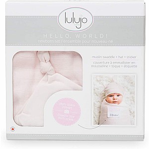 Hello World Hat & Swaddle Set - Baby Pink