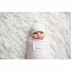 Hello World Hat & Swaddle Set - Baby Pink