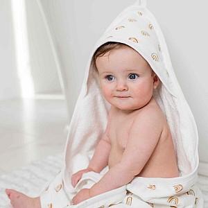 Lulujo Hooded Towel - Rainbows - 40x40"