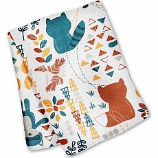 Lulujo x Leika Cotton Swaddle - Fox & Raccoon - 47x47"