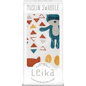 Lulujo x Leika Cotton Swaddle - Fox & Raccoon - 47x47"