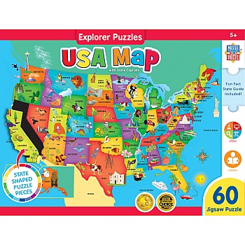 Explorers - USA Map 60 Piece Kids Puzzle
