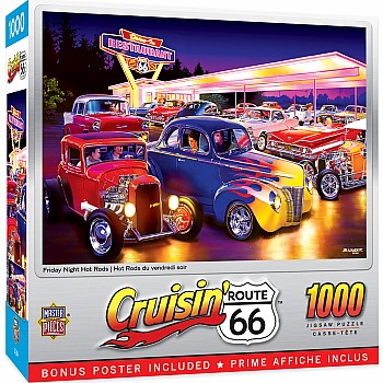 Cruisin' Rt 66 - Friday Night Hot Rod's 1000 Piece Puzzle