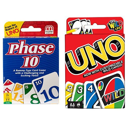 Phase 10 Card Game and uno Card Game Bundle Mattel
