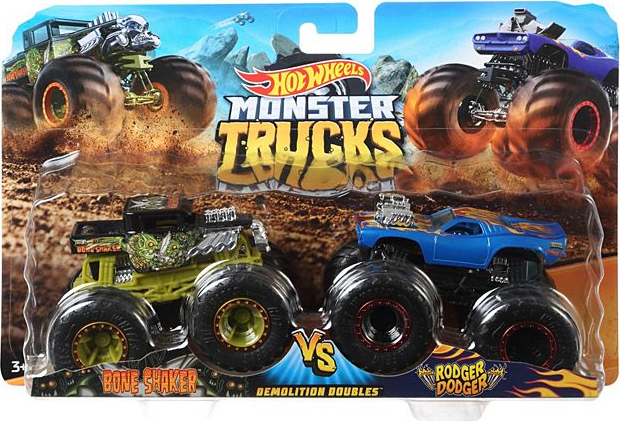 Hot Wheels Monster Trucks 1:64 Scale Demolition Doubles 2-Packs With 2  Vehicles