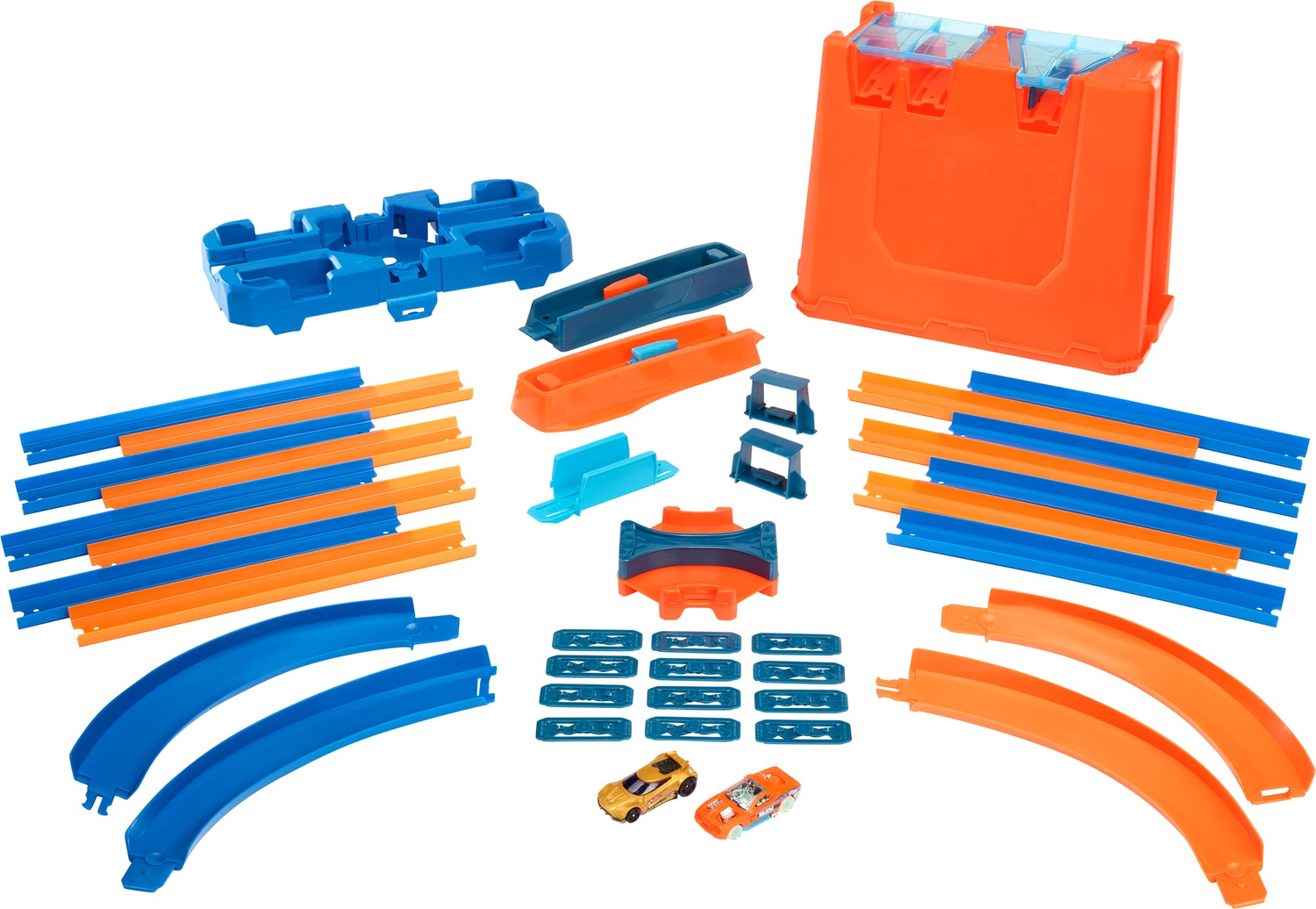 Hot Wheels Deluxe Stunt Box Giftable Set 15 Feet Of Track 36 Pieces Track Connectors And Curves