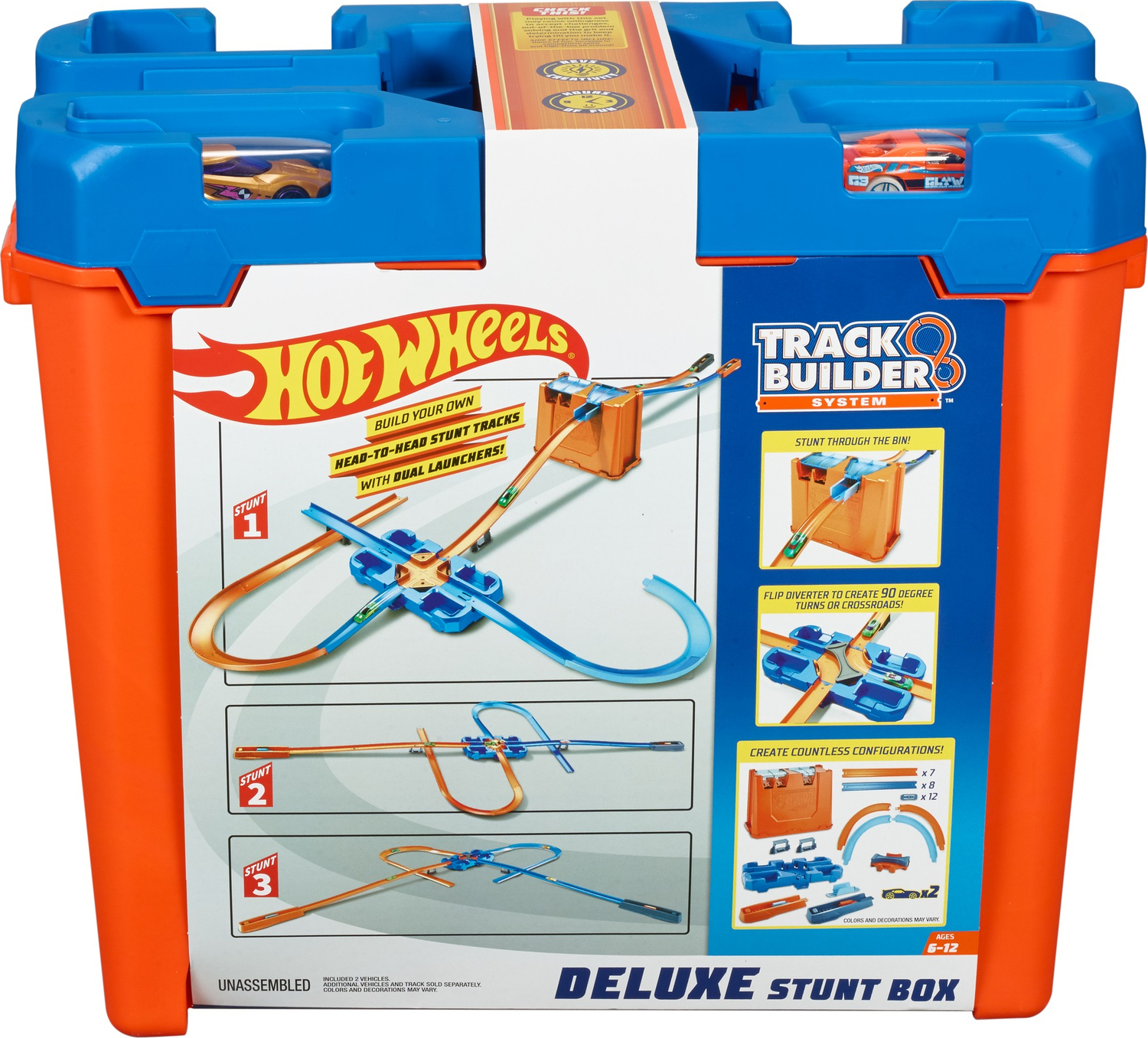 Hot Wheels Deluxe Stunt Box Giftable Set 15 Feet Of Track 36 Pieces Track Connectors And Curves