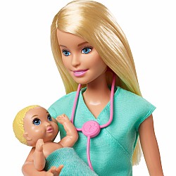 Barbie Baby Doctor Playset With Blonde Doll, 2 Infant Dolls, Exam Table And Accessories