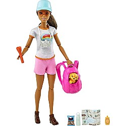 Barbie Hiking Doll, Brunette, with Puppy