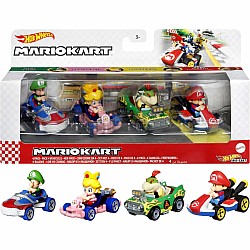 Hot Wheels Mario Kart Set of 4 Toy Character Vehicles (assorted)