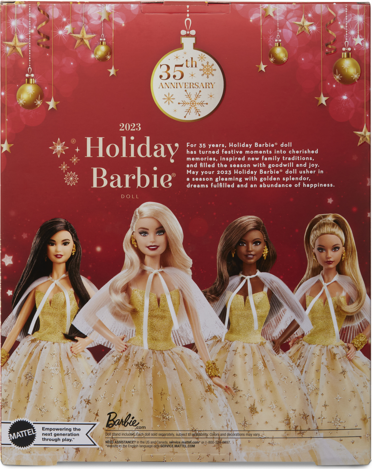 open lace back dress Barbie Holiday RED and Gold Dress – Square Imports main image 0