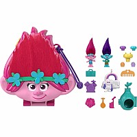 Polly Pocket & Dreamworks Trolls Compact Playset with Poppy & Branch Dolls & 13 Accessories