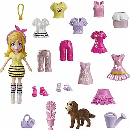 Polly Pocket Doll & 18 Accessories, Polly & Puppy Flower Pack