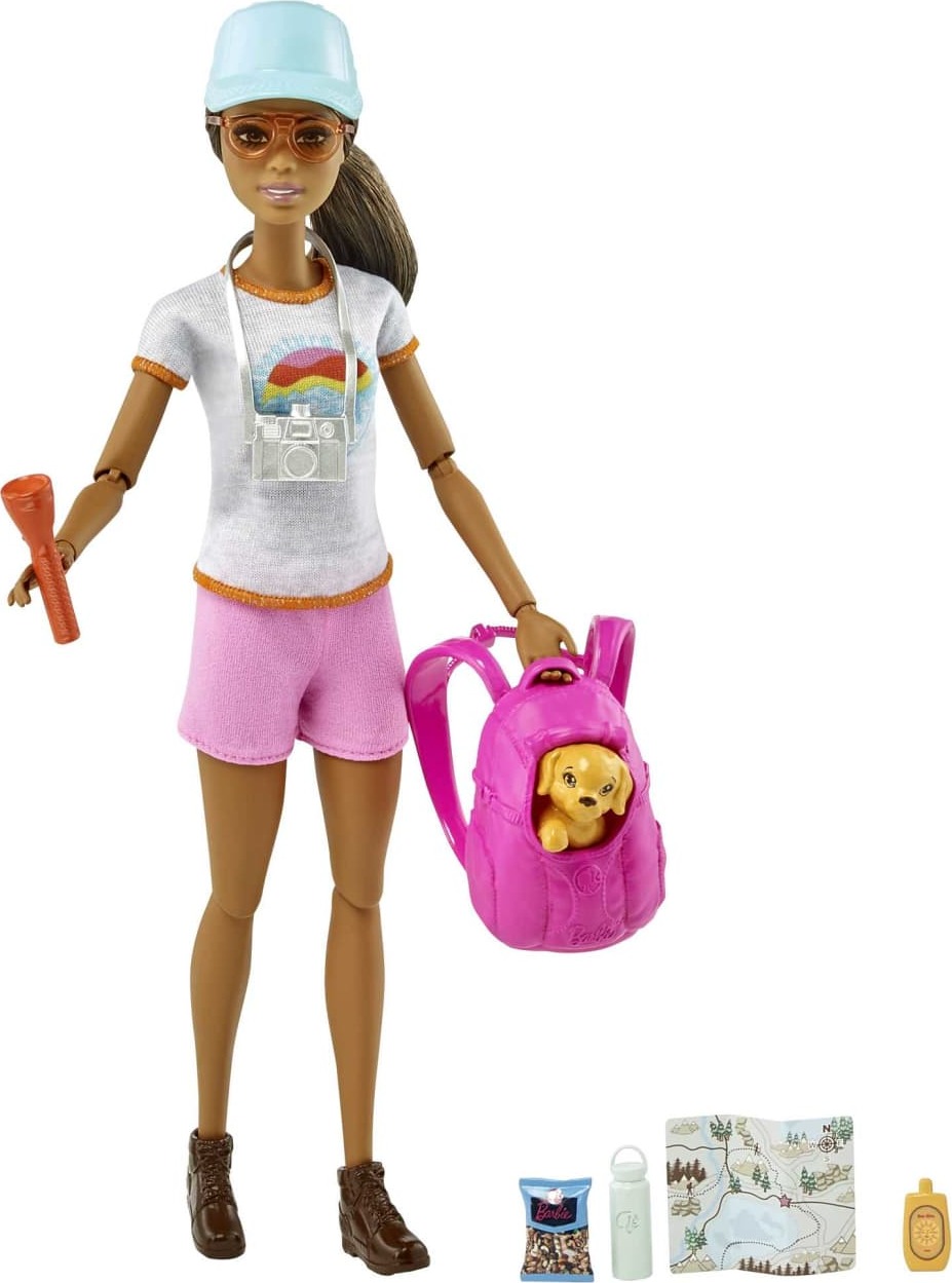 Barbie Doll with Puppy, Kids Toys, Self-Care Hiking Day