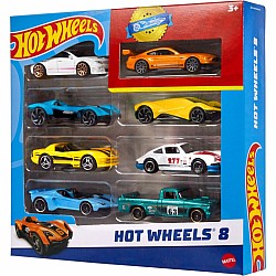 Hot Wheels Set of 8 Basic Toy Cars & Trucks In 1:64 Scale Including 1 Exclusive Car (assorted)