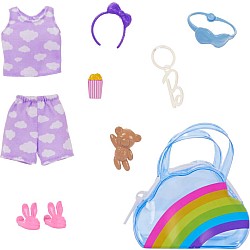 Barbie Doll Clothing, Deluxe Keychain Bag with Slumber Party Themed Accessories (1 Outfit)