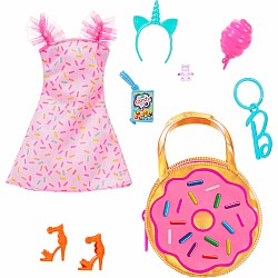 Barbie Doll Clothing, Deluxe Keychain Bag with Candy Themed Accessories (1 Outfit)