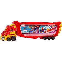 Hot Wheels Racerverse Marvel Hulkbuster Hauler, Stores Up to 10 Toy Cars